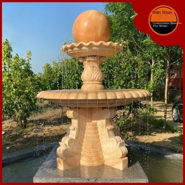 Stone carving fountain 2 meters and 2.5 meters high, Wanshuo sunset red marble flowing flower bowl park community water scenery
