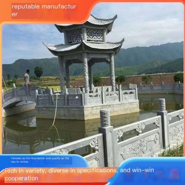 Landscape bluestone stone pavilion, courtyard corridor, stone pavilion, hexagonal antique stone pavilion