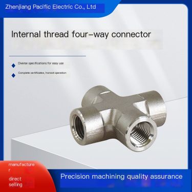 Card sleeve four-way joint 304 cast internal thread instrument valve instrument pipe valve component gas pipeline Pacific