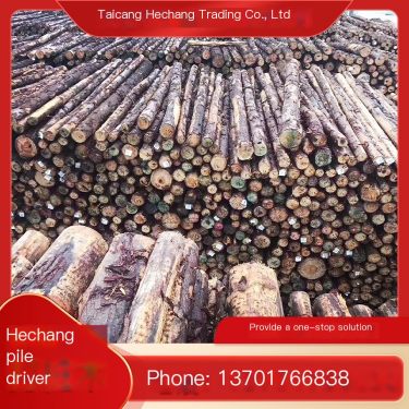 Larch wood pile, pine wood pile, 4-12cm pine pole manufacturer, 6-meter pine wood pile