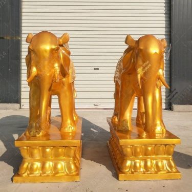 Wanshuo Welcome Elephant Fiberglass Sculpture Large Gold Animal Model Mall Beauty Chen Decoration Support Customization
