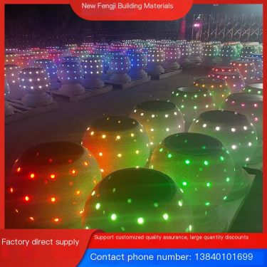 Luminous Circular Road Barrier Stone Ball Car Barrier Stone Pillar Barrier Stone Pedestrian Road Pedestrian Street Safety Collis