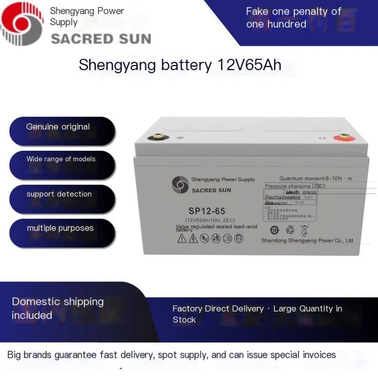 Shengyang Lead Acid Battery SP12-65 UPS/EPS Battery 12V65Ah DC Screen Solar Photovoltaic Energy Storage