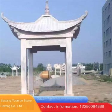Granite Stone Pavilion Antique Double layered Riding Pavilion Retro Hexagonal Stone Pavilion