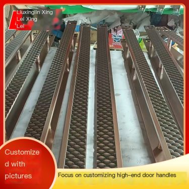 New Chinese style door handle antique copper double opening hotel private room door with frame wooden door long handle manufactu
