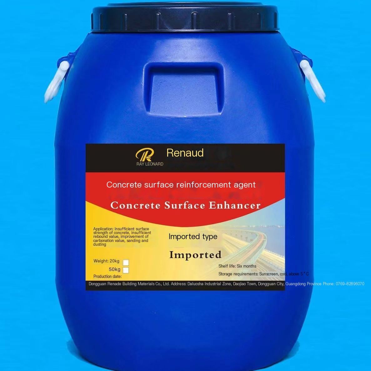 Concrete surface strengthening agent/improves strength by 10-20 megapascals - does not change concrete color/takes effect within