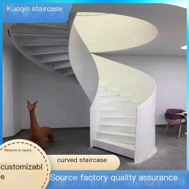 Kuoqin arc-shaped staircase manufacturer with high precision measurement and modern style