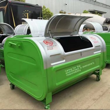 Kangjie's new hook arm garbage bin 3-cube garbage collection bin customized for sale