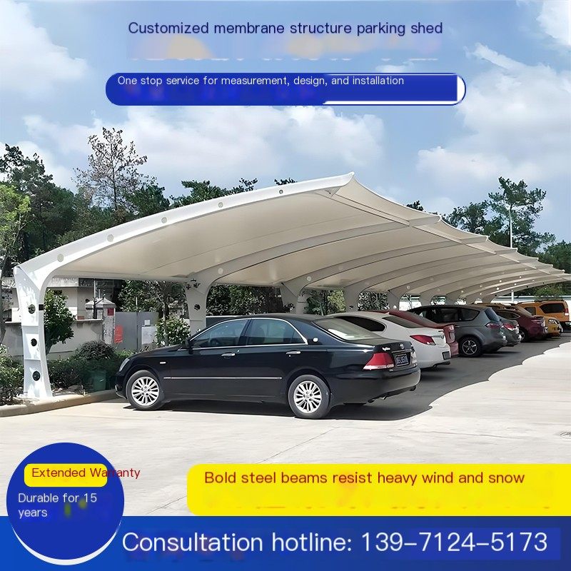 Shengmeida 7-shaped membrane structure car parking shed color membrane structure car shed supply sunshade customization