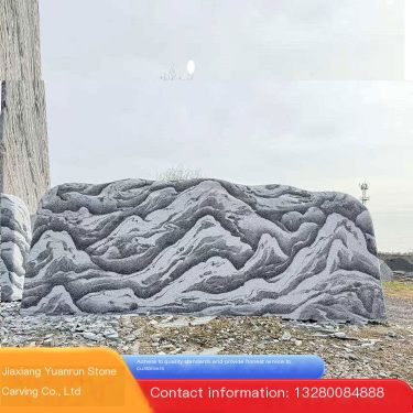Scenery of Sunset Red Landscape Stone Square Hotel Decoration Landscape Stone Carvings with Ancient Colors