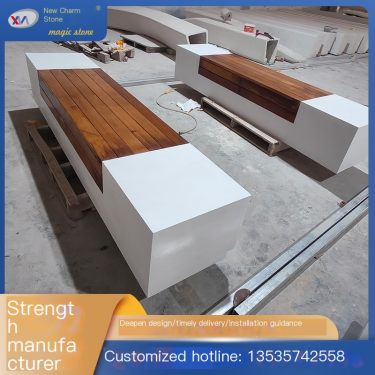 Custom GRC imitation stone landscape tree pool shaped flower bed tree pool chair park cement display from the source manufacture