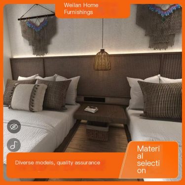 Customized Weilan Home Furnishings with Light Luxury Modern Style Hotel Bed Solid Wood Furniture