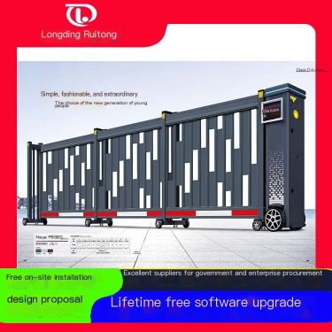 Stainless steel electric door intelligent trackless electric retractable gate aluminum alloy segmented sliding door school facto