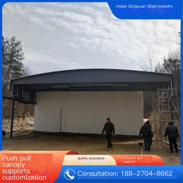 Qingyuan A68 Large Mobile Push Pull Rain Shed Large Row Stall Shrinking Sunshade Outdoor Storage Shed