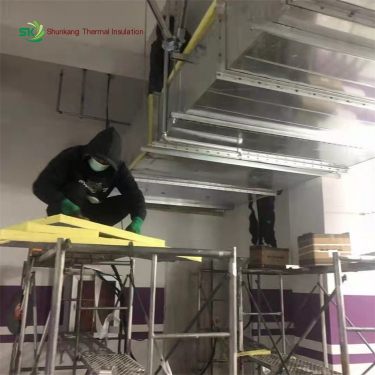 Smoke exhaust special glass wool board wrapped with glass wool cloth for the basement air duct of the glass wool shopping mall