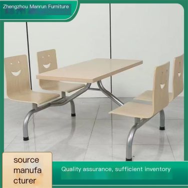Stainless steel table and chairs customized integrated dining table stool canteen dining table chair 4-person dining table Manru