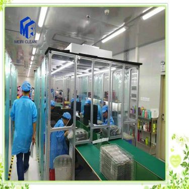 Manufacturing of tempered glass grade 100 laminar flow clean shed with straight beams and columns to build a thousand level clea