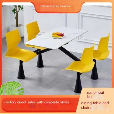 Dining table, chairs, staff canteen, 4-person, 6-person dining table, school restaurant combination, integrated dining table, pr