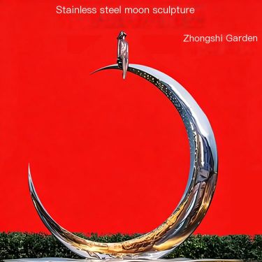 Stainless steel moon sculpture imitation stainless steel sculpture custom sculpture manufacturing and processing stone manufactu