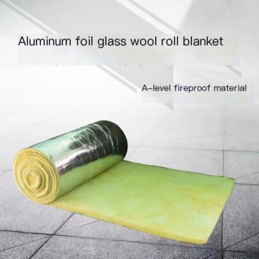 Aluminum foil glass wool roll felt A-level fireproof material, non flammable breeding shed insulation cotton