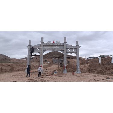 Single door stone memorial archway building Three door stone gate building waterproof and wind proof applied to Linhong at the e