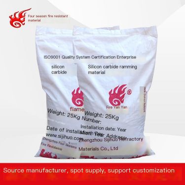 Silicon carbide ramming material with high strength, wear resistance, slag resistance, and strong refractory pouring material fo