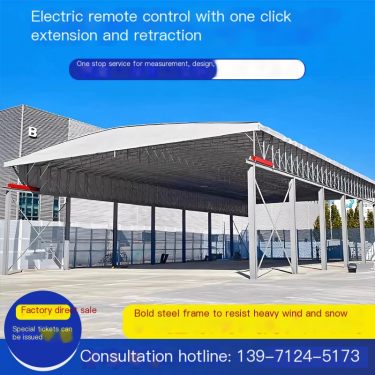 Large electric sliding shed, warehouse shed, mobile sliding shed, activity shed, sunshade shed, activity folding sliding canopy