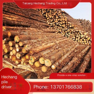 15cm diameter wooden pile with a tip diameter of 12.4mm, using methasone wooden pile to drive wooden piles for revetment and riv