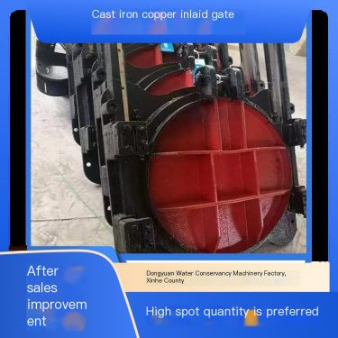Hidden rod cast iron inlaid copper gate with strong anti-corrosion properties for river, reservoir, sewage treatment plant and f