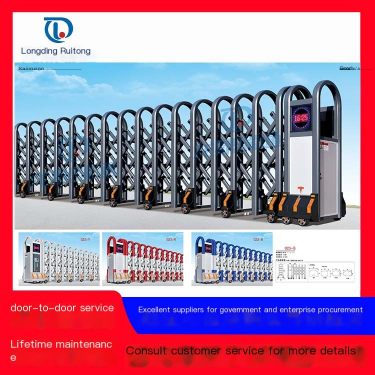 Installation of electric retractable door aluminum alloy unit contraction remote control door construction site electric door pa