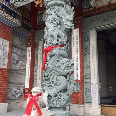 Santai Stone Carving Blue Stone Dragon Pillar Ancestral Hall Temple Panlong Stone Pillar Traditional Mortise and tenon Joint Cra
