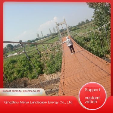 Landscape Bridge Wooden Suspension Bridge Cable Bridge Anti corrosion Wood Material Long Service Life Meiya
