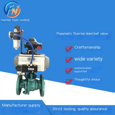 Funi Fluid F Pneumatic Fluorine lined Ball Valve Corrosion Resistance Stability Merchant Guarantee Professional Guarantee
