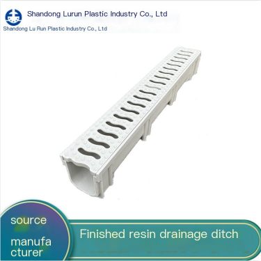Finished U-shaped composite resin drainage ditch with cover plate for park community road construction with complete specificati