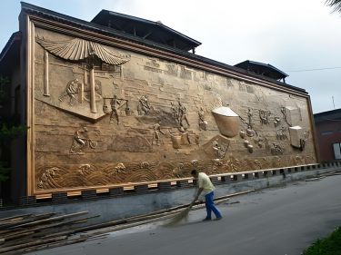 Outdoor large cement antique copper relief decoration sculpture company package transportation and installation