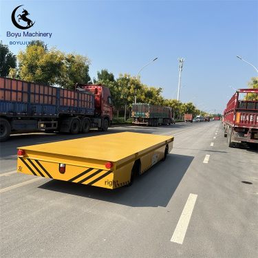 Boyu Steel Pipe Transfer Electric Flat Car Battery Remote Control Electric Flat Car Tire type Rail Car in Stock