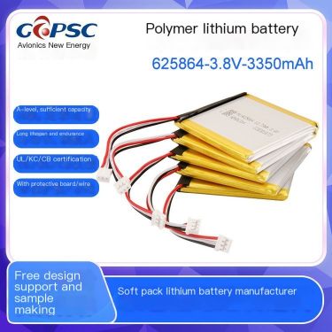 Customized 625864 Polymer Lithium ion Battery 3.7V 3350mAh Remote Control Toy Built in Battery