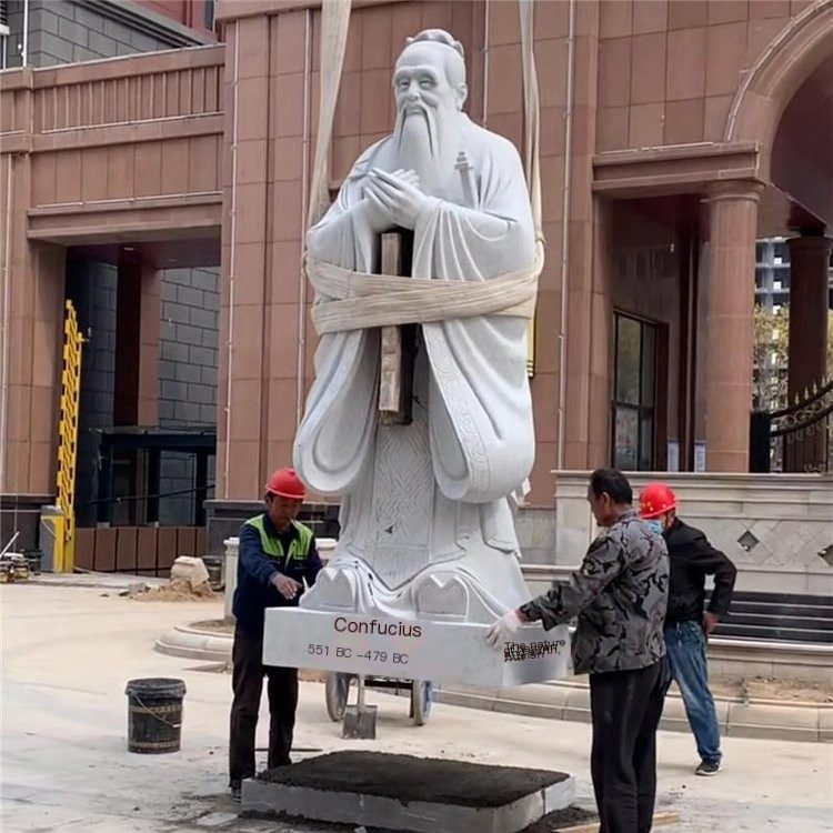Santai Granite Stone Carving Confucius Statue, Ancient Modern Campus Figure Carving Realistic Origin Factory