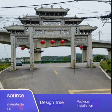 Santai Village Entrance Sanmen Stone Carving Archway Granite Craftsmanship Customization Self owned Factory Direct Manufacturing