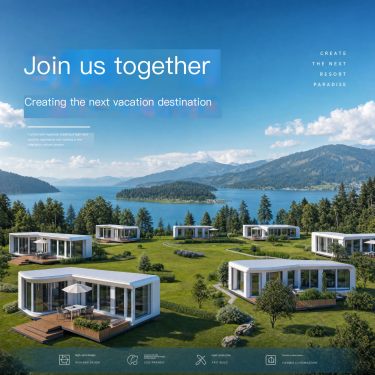 Prefabricated vacation homes, vacation hotels, camping sites, modular integrated houses for disassembly and assembly