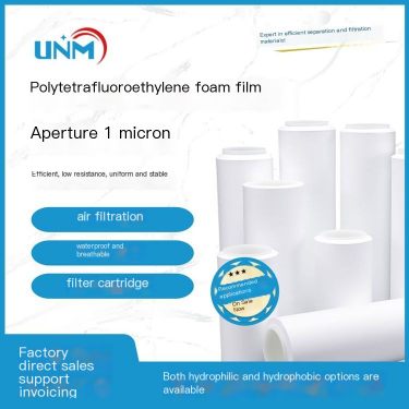 PTFE bubble point membrane 1 micron pore size folding filter membrane PTFE membrane low resistance PTFE membrane
